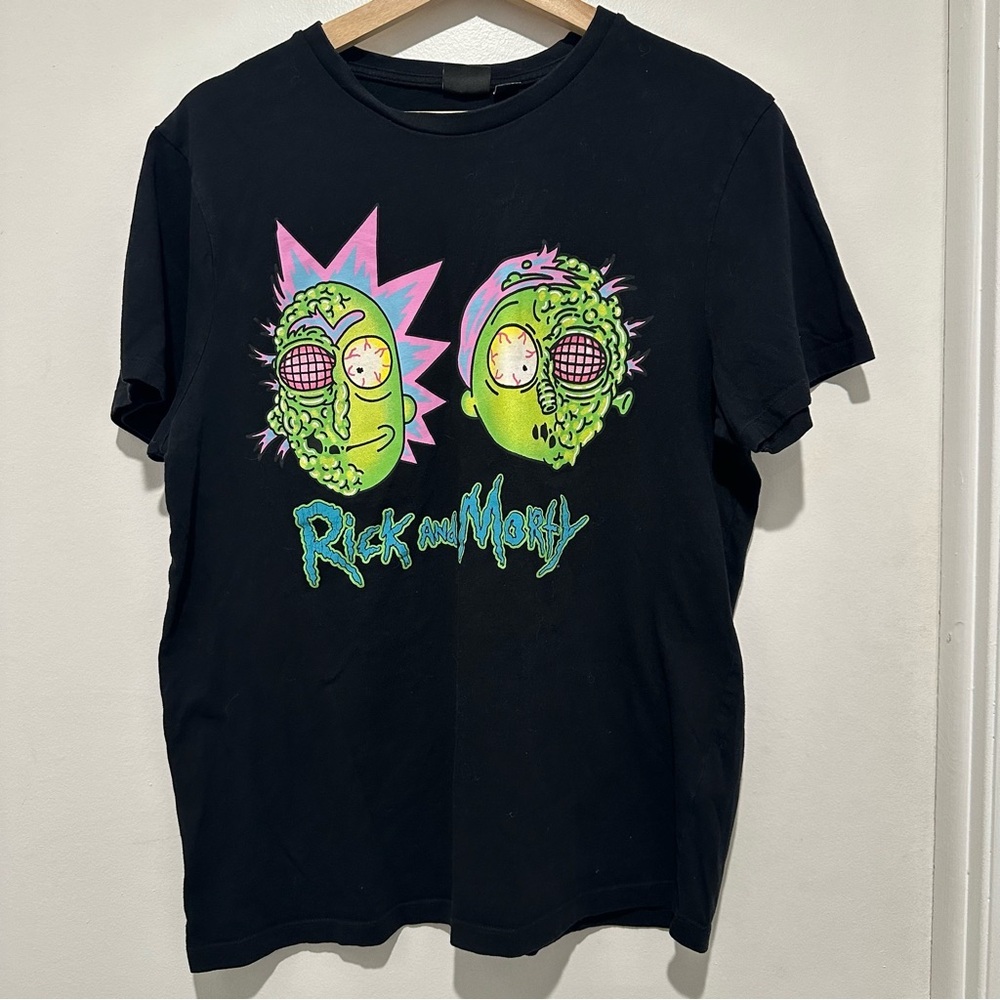 Rick And Morty Raised Graphic T-Shirt Black Adult Swim‎ Cartoon Network Large